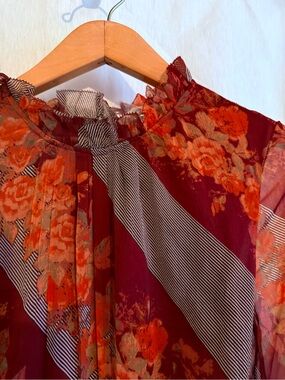 NWT Soft Surroundings Woodland Manor Dress S Rosy Brown Floral Boho Handkerchief